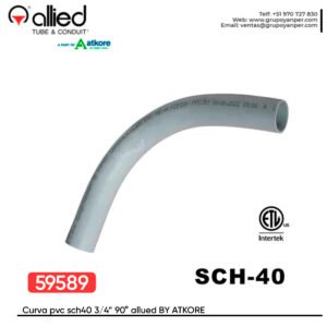 CURVA PVC SCH40 3/4 UL ETL ALLIED 59589