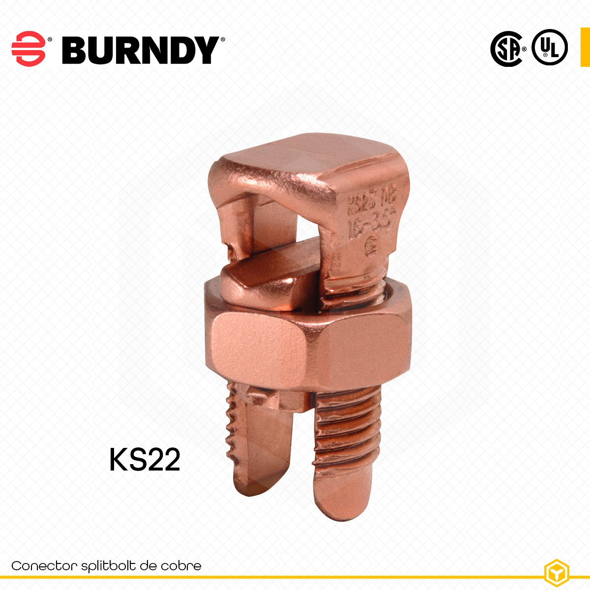 BURNDY-CONECTOR-SPLIT-BOLT-DE-COBRE Conector Split Bolt BURNDY KS22 de cobre para uniones eléctricas confiables