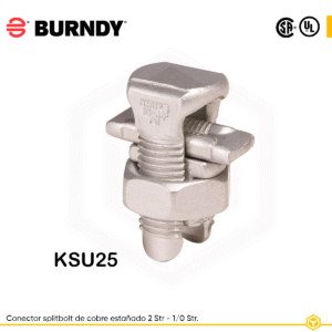 BURNDY CONECTOR SPLIT BOLT DE COBRE ESTAÑADO 2 Str - 1/0 Str. UL KSU25