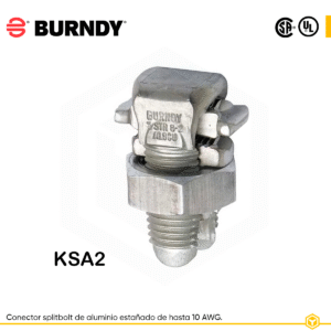 BURNDY CONECTOR SPLIT BOLT DE ALUMINIO ESTAÑADO HASTA 10 AWG UL KSA2