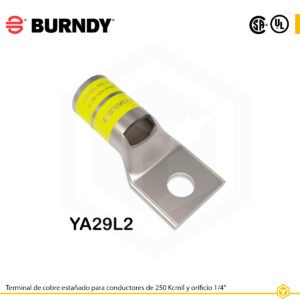 Terminal ojal de compresión Burndy YA29L2, cobre estañado, 250 kcmil, 1 orificio 1/4″