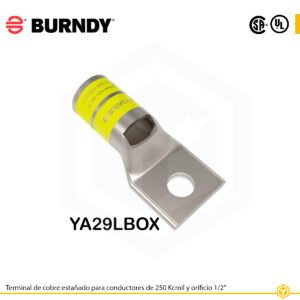 Terminal ojal de compresión Burndy YA29LBOX, cobre estañado, 250 kcmil, perno ½″