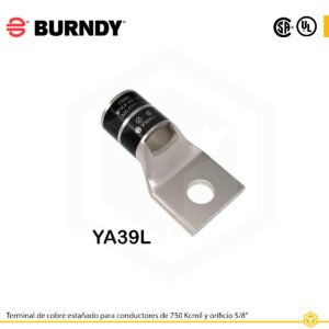 Terminal ojal Burndy YA39L, cobre estañado, 750 kcmil, orificio 5/8″