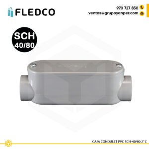 Caja Condulet PVC tipo C 2 pulgada Fledco para tubería conduit SCH40/80