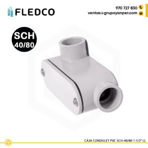 Caja Condulet PVC tipo LL 1-1/2 pulgada Fledco para tubería conduit SCH40/80