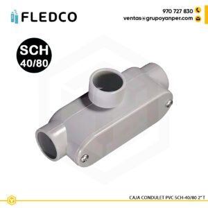 Caja Condulet PVC tipo T 2 pulgada Fledco para tubería conduit SCH40/80