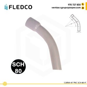 Curva 45 grados PVC Fledco 4 pulgada SCH80 para conduit eléctrico