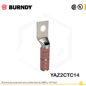 BURNDY TERMINAL DE COMPRESIÓN 2AWG 1/4" STUD YAZ2CTC14