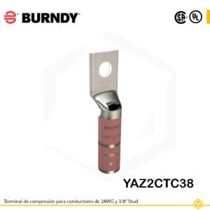 BURNDY TERMINAL DE COMPRESIÓN 2AWG 3/8" STUD YAZ2CTC38