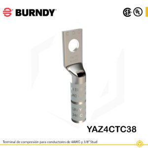 BURNDY TERMINAL DE COMPRESIÓN 4AWG 3/8" STUD YAZ4CTC38