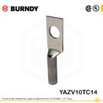 Terminal de compresión Burndy YAZV10TC14 de cobre estañado, 14–10 AWG, aislamiento vinílico, orificio de 1/4"