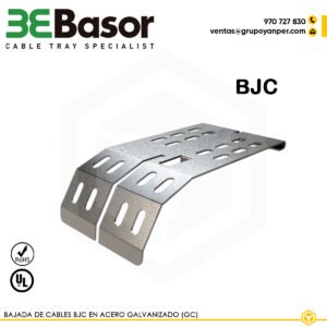 Bajada de cables BJC GC Ref. 206452, accesorio en acero galvanizado en caliente (GC) para disipar cables desde bandejas rejilla, peso aproximado 0,2 kg/m.
