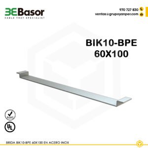Brida BIK10-BPE 60×100 en acero inoxidable AISI 304 para tapa de bandeja exterior BPE, medida 60×100 mm, referencia 217340, peso aproximado 0,03 kg/m.