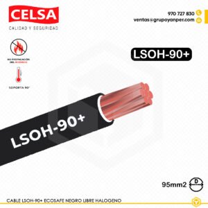 Alt text: Cable CELSA Ecosafe LSOH-90+ negro 95 mm² libre de halógenos.