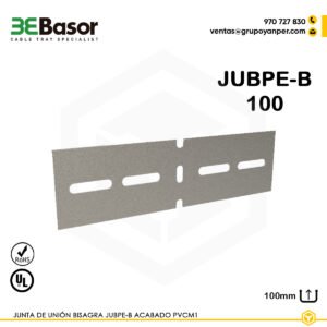 Junta de unión bisagra JUBPE-B 100 en PVC M1 UV para bandejas exteriores BPE, altura 100 mm, referencia 205038, peso 0,22 kg/m.