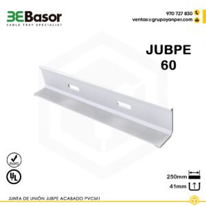 Junta de unión JUBPE 60 en PVC M1 UV para bandejas exteriores BPE, altura 41 mm y largo 250 mm, peso 0,05 kg/m, referencia 210084.