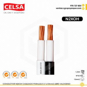 Alt text: Cable CELSA N2XOH cableado paralelo 2-1x10 mm² libre de halógenos.