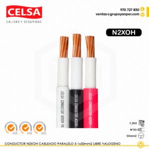 Alt text: Cable CELSA N2XOH cableado paralelo 3-1x50 mm² libre de halógenos.