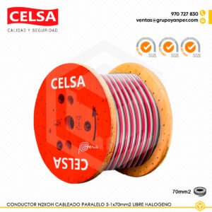 N2XOH-CABLEADO-PARALELO-3-1X70MM2 Alt text: Cable CELSA N2XOH cableado paralelo 3-1x70 mm² libre de halógenos.