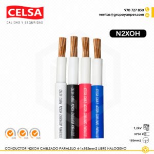 Alt text: Cable CELSA N2XOH cableado paralelo 4-1x185 mm² libre de halógenos.