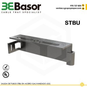 Salida de tubos STBU GS 205834, accesorio en acero galvanizado (GS) para bandeja rejilla BASORFIL, con peso de 0,05 kg/m.