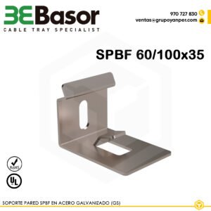 Soporte pared SPBF 60/100×35 GS 217591 para bandeja rejilla BASORFIL, en acero galvanizado (GS), con peso de 0,034 kg/m.