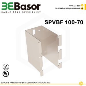 Soporte pared SPVBF 100-70 GS 218716 para bandeja rejilla BASORFIL, accesorio de sujeción lateral en acero galvanizado (GS), con peso de 0,38 kg/m.