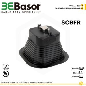 Soporte cubiertas planas SCBFR PVC 223328 para bandeja rejilla BASORFIL, soporte de acero galvanizado (GS) con 139 mm de ancho, 82 mm de alto, 139 mm de largo y peso de 1 kg/m.