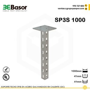 Alt text: Soporte techo SP3S 1000 GC Ref. 218664, perfil 41×41 mm en acero galvanizado en caliente, longitud 1050 mm.