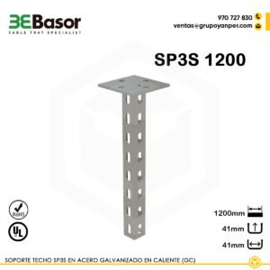 Alt text: Soporte techo SP3S 1200 GC Ref. 218665, perfil 41×41 mm en acero galvanizado en caliente, longitud 1250 mm.