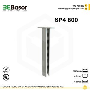 Alt text: Soporte techo SP4 800 GC Ref. 201038, perfil 41×41 mm en acero galvanizado en caliente, longitud 850 mm.