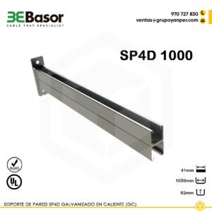 Alt text: Soporte pared SP4D 1000 GC Ref. 204641, acero galvanizado en caliente, longitud 1050 mm, perfil reforzado 41×82 mm para muy altas cargas.