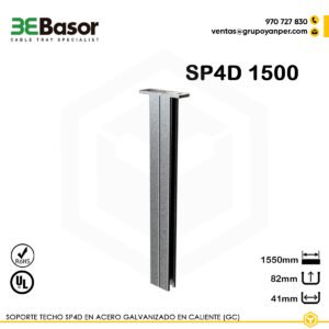 Alt text: Soporte techo SP4D 1500 GC Ref. 204642, perfil 41 × 82 mm en acero galvanizado en caliente, longitud 1550 mm.