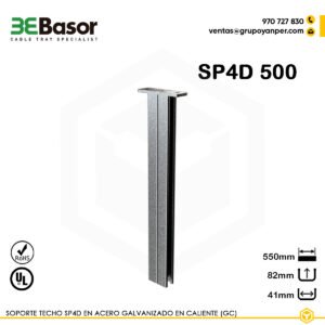 Soporte techo SP4D 500 GC Ref. 206272, perfil reforzado 41 × 82 mm en acero galvanizado en caliente (GC), longitud 550 mm, diseñado para fijación de bandejas portacables suspendidas.