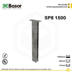Alt text: Soporte techo SP8 1500 GC Ref. 209565, perfil 41×82 mm en acero galvanizado en caliente, longitud 1500 mm.