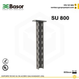 Alt text: Soporte techo SU 800 GC Ref. 207144, acero galvanizado en caliente, longitud 800 mm, soporte robusto para instalación suspendida.