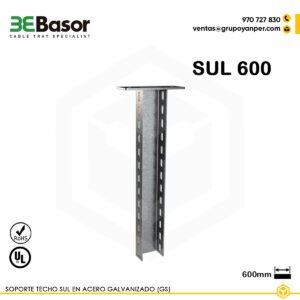 Alt text: Soporte techo SUL 600 GC Ref. 207280, acero galvanizado en caliente, longitud 600 mm, soporte robusto para instalaciones suspendidas.