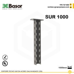 Alt text: Soporte techo SUR 1000 GC Ref. 207489, acero galvanizado en caliente, longitud 1000 mm, diseñado para cargas elevadas en sistemas suspendidos.