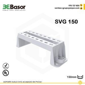 Alt text: Soporte suelo/techo SVG 150 Ref. 210051 en PVC M1 UV, longitud 150 mm.
