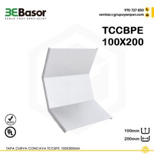 Alt text: Tapa curva cóncava TCCBPE 100×200 mm Ref. 210115, en PVC M1 UV.