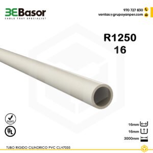 Tubo PVC R1250 CLH 16×16 mm, longitud 3 m, acabado CLH7035, referencia 207217, peso 0,10 kg.