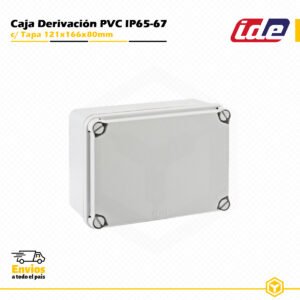 Caja de derivación IDE de PVC IP65-IP67 121 × 166 × 80 mm con tapa opaca y laterales lisos para instalaciones eléctricas de superficie.