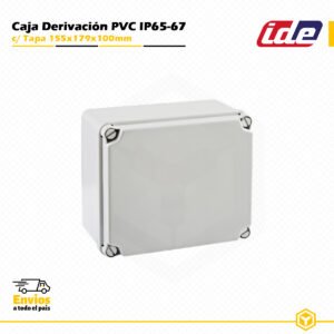 Caja de derivación IDE de PVC IP65-IP67 155 × 179 × 100 mm con tapa opaca y laterales lisos para instalaciones eléctricas de superficie.