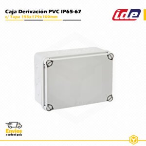 Caja de derivación IDE de PVC IP65-IP67 155 × 179 × 100 mm con tapa y entradas pretroqueladas para instalaciones eléctricas de superficie.
