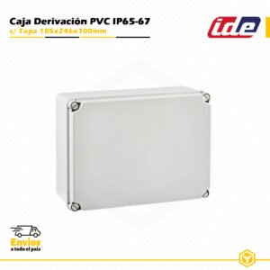 Caja de derivación IDE de PVC IP65-IP67 185 × 246 × 100 mm con tapa opaca y laterales lisos para instalaciones eléctricas de superficie.