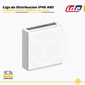 Caja de distribución IDE IP40 de 2×18 módulos con tapa opaca en ABS, instalación en superficie.