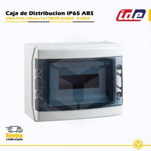 Caja de distribución IDE CDN12PT IP65 de 1×12 módulos, fabricada en ABS libre de halógenos con ventana transparente.