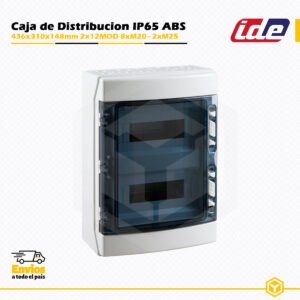 Caja de distribución IDE CDN24PT IP65 de 1×24 módulos en superficie, fabricada en ABS libre de halógenos con ventana transparente.