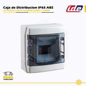 Caja de distribución IDE CDN6PT IP65 de 1×6 módulos, fabricada en ABS libre de halógenos con ventana transparente.