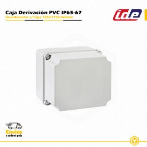 Guardamotor IDE estanco IP65-IP67 de PVC 155×179×160 mm con tapa opaca y laterales lisos, diseñado para instalaciones eléctricas industriales y de superficie.